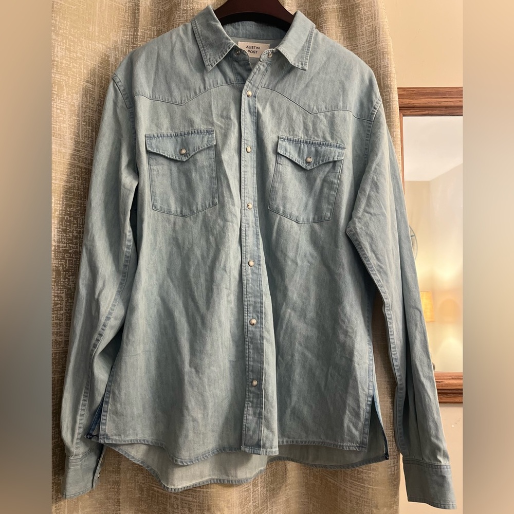 Austin Post Daybreak Denim Western Shirt Big Sky 100% Cotton Post Malone $198